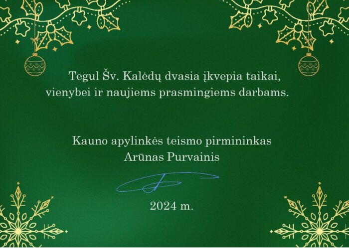 Kauno apylinkės teismo pirminininko sveikinimas