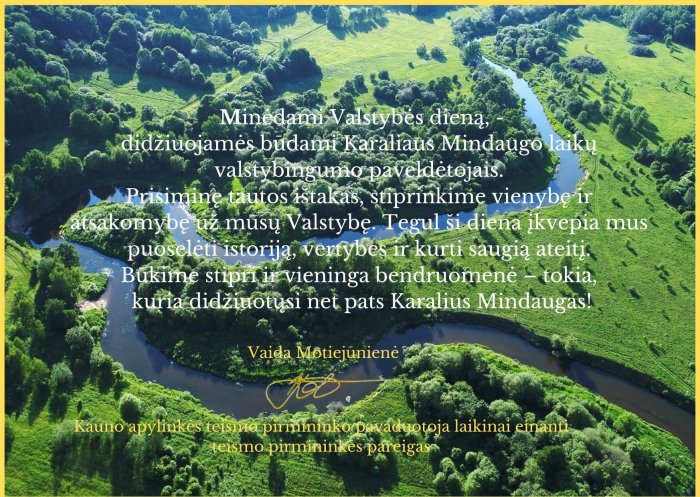 Sveikinimas Valstybės (Lietuvos karaliaus Mindaugo karūnavimo) ir Tautiškos giesmės dienos proga