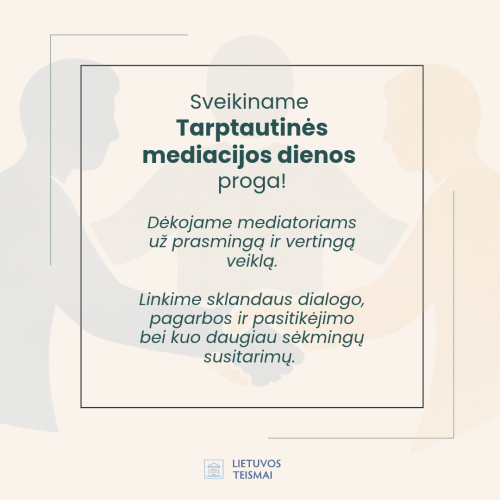 Sveikinimas Tarptautinės mediacijos diena